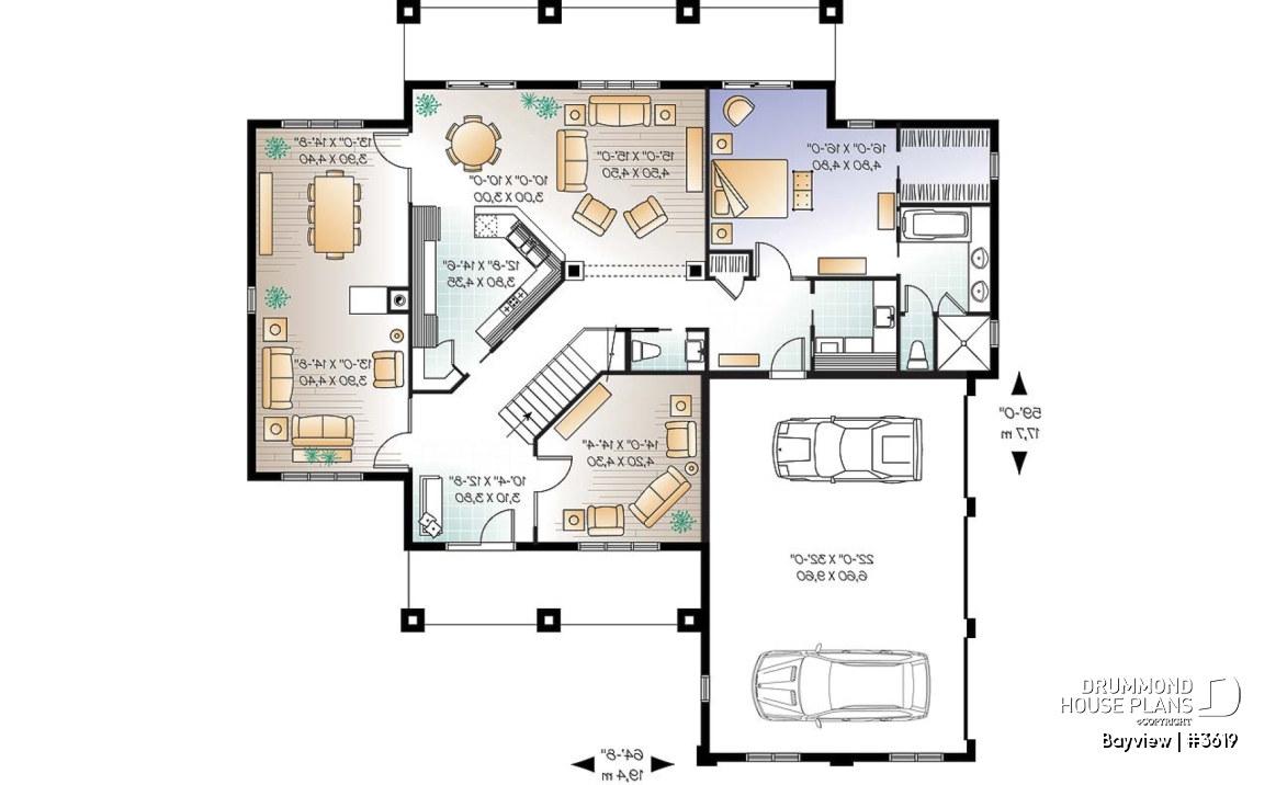 1st level - Mediterranean 6 bedroom luxury house plan, 2 master suites, formal living &amp; dining room, 3-car garage - Bayview