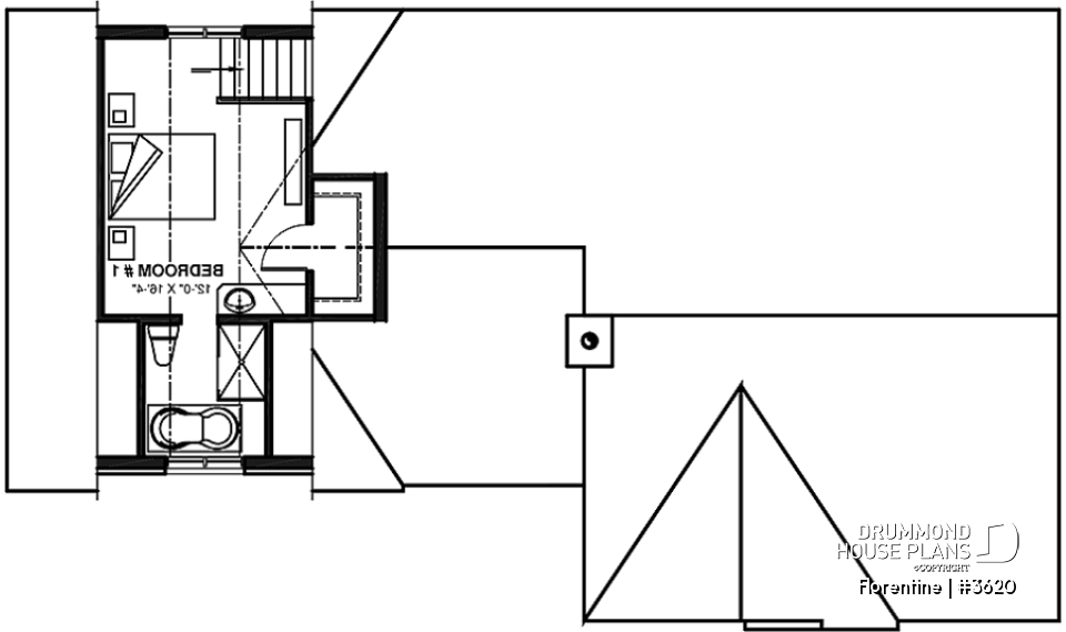 2nd level - Modest 3 bedrooms 2 bathrooms ranch style house plan with 2-car garage, great master suite, open floor  - Florentine