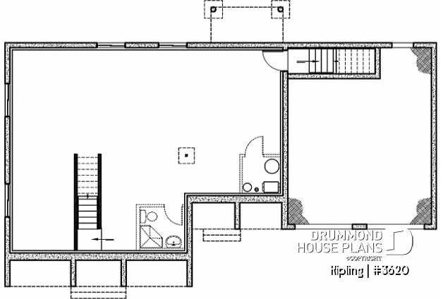 Basement - Modest 3 bedrooms 2 bathrooms ranch style house plan with 2-car garage, great master suite, open floor  - Kipling