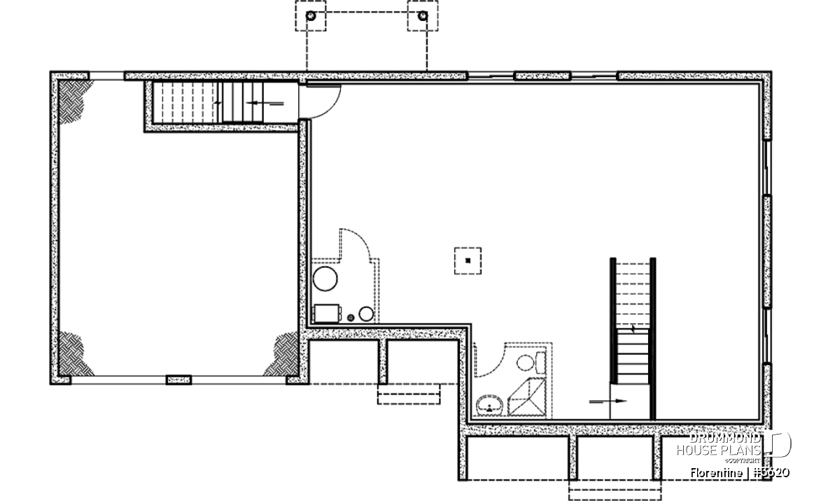 Basement - Modest 3 bedrooms 2 bathrooms ranch style house plan with 2-car garage, great master suite, open floor  - Florentine