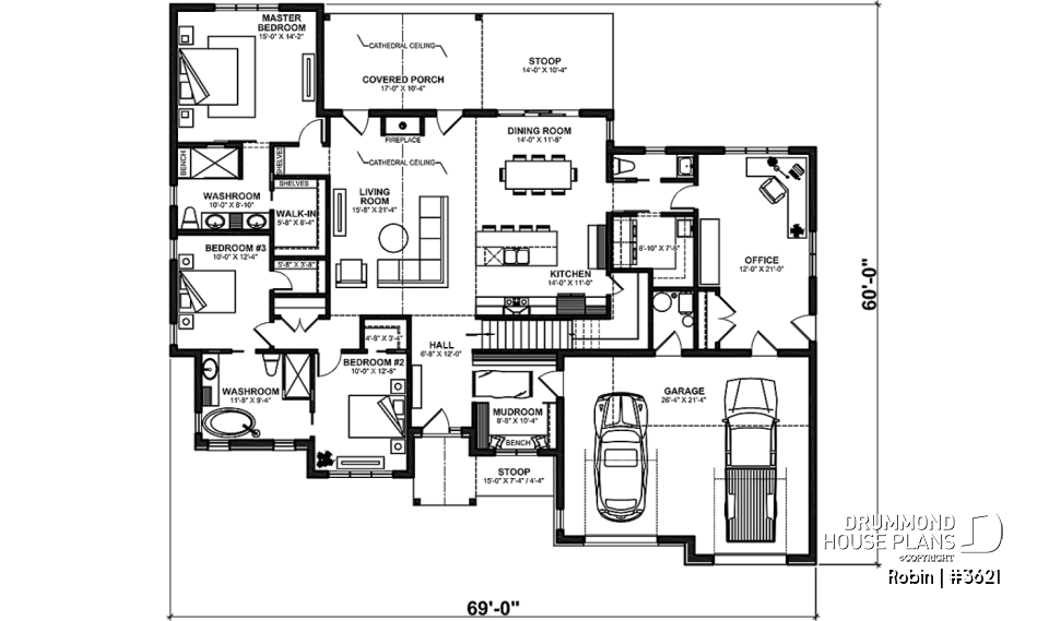 1st level - ROBIN by Drummond House Plans: Spacious Modern Craftsman Home with Stunning Primary Suite - Robin