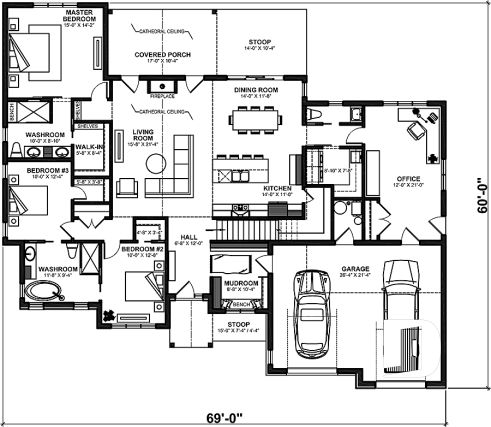 1st level - ROBIN by Drummond House Plans: Spacious Modern Craftsman Home with Stunning Primary Suite - Robin