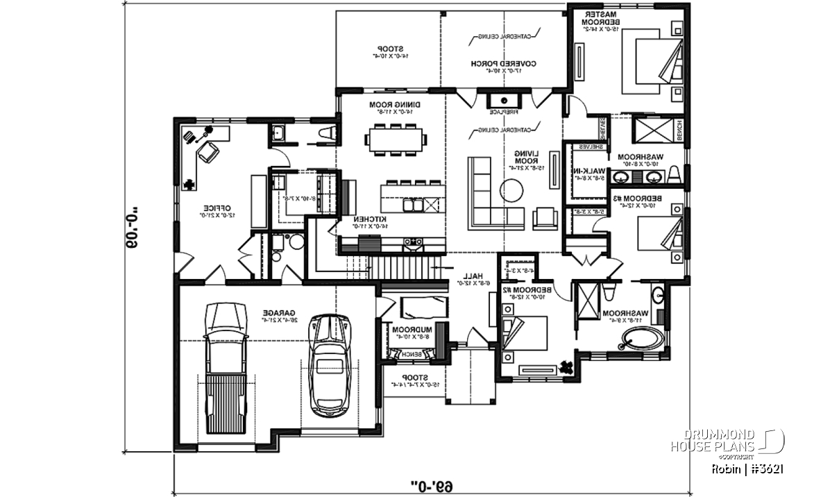 1st level - ROBIN by Drummond House Plans: Spacious Modern Craftsman Home with Stunning Primary Suite - Robin
