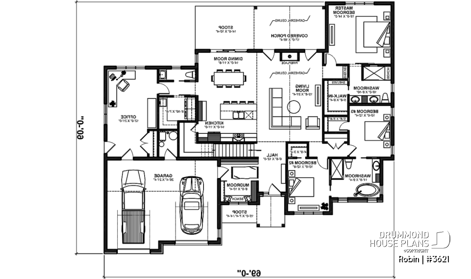 1st level - ROBIN by Drummond House Plans: Spacious Modern Craftsman Home with Stunning Primary Suite - Robin