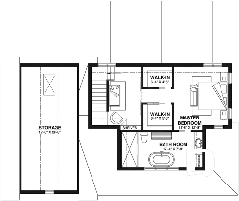 2nd level - Bright country home plan with cathedral ceiling, rustic charm, and a spacious primary suite. - Oaks