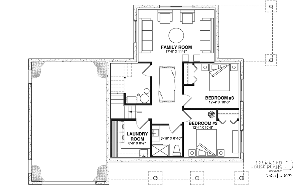 Finished basement (Optional $) - Bright country home plan with cathedral ceiling, rustic charm, and a spacious primary suite. - Oaks