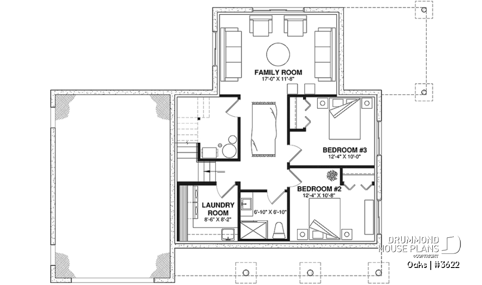 Finished basement (Optional $) - Bright country home plan with cathedral ceiling, rustic charm, and a spacious primary suite. - Oaks