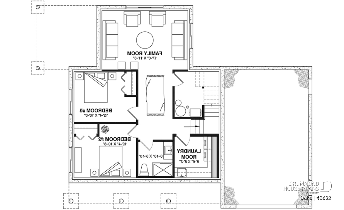 Finished basement (Optional $) - Bright country home plan with cathedral ceiling, rustic charm, and a spacious primary suite. - Oaks