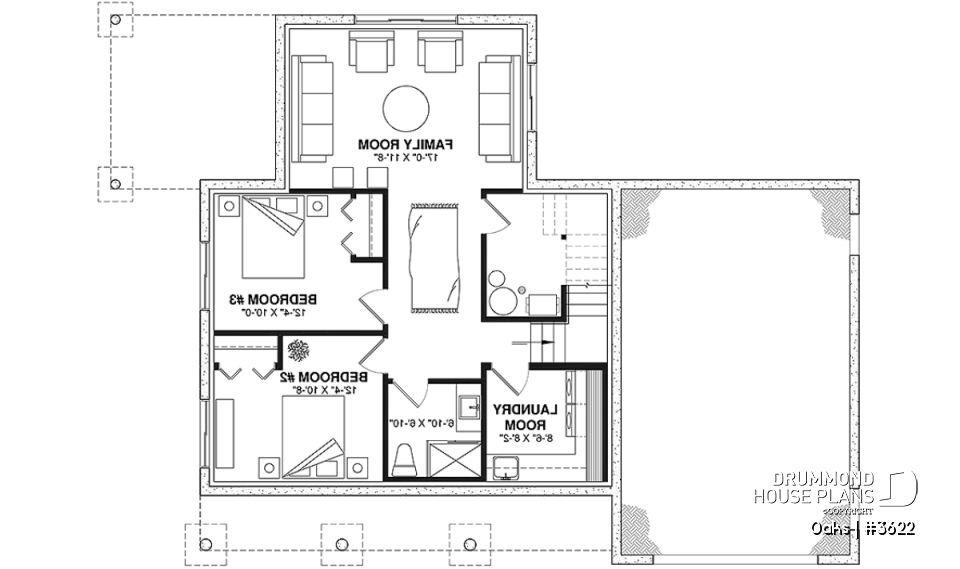 Finished basement (Optional $) - Bright country home plan with cathedral ceiling, rustic charm, and a spacious primary suite. - Oaks