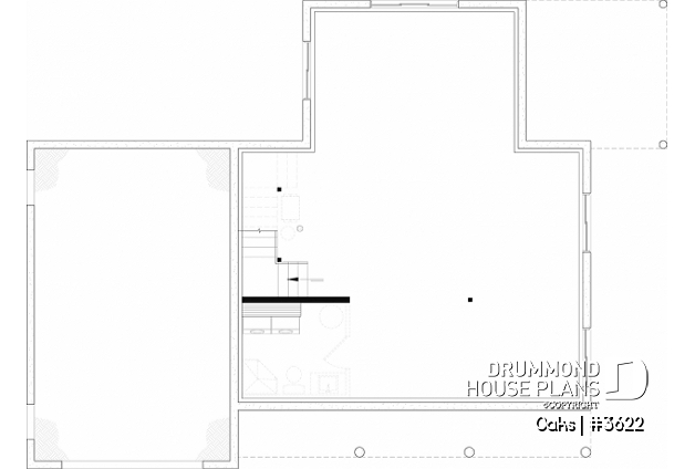 Unfinished basement - Bright country home plan with cathedral ceiling, rustic charm, and a spacious primary suite. - Oaks