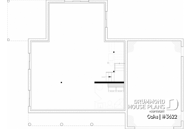 Unfinished basement - Bright country home plan with cathedral ceiling, rustic charm, and a spacious primary suite. - Oaks