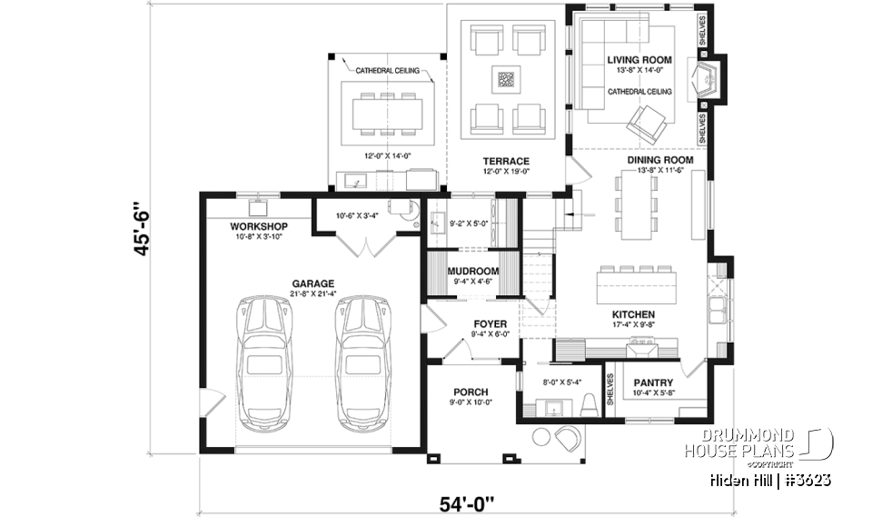 1st level - Modern two-story farmhouse with double garage, 3 bedrooms, superb natural light in the living room - Hiden Hill