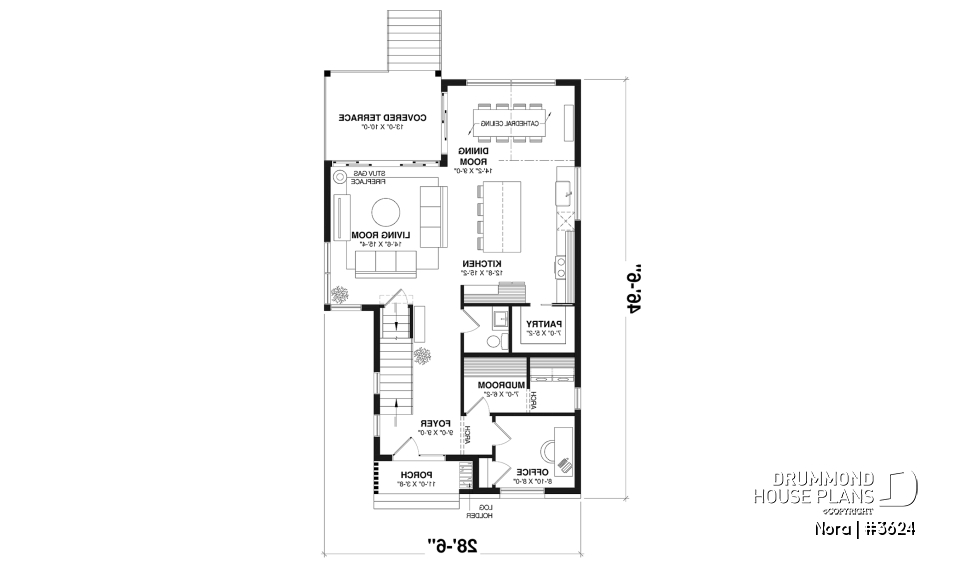 1st level - Bright Scandinavian home design with fireplace, cathedral ceiling, and up to 6 bedrooms! - Nora