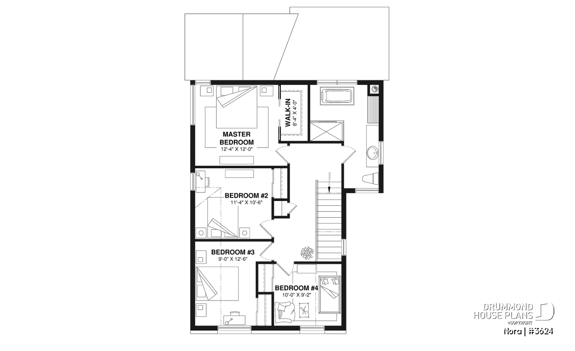 2nd level - Bright Scandinavian home design with fireplace, cathedral ceiling, and up to 6 bedrooms! - Nora