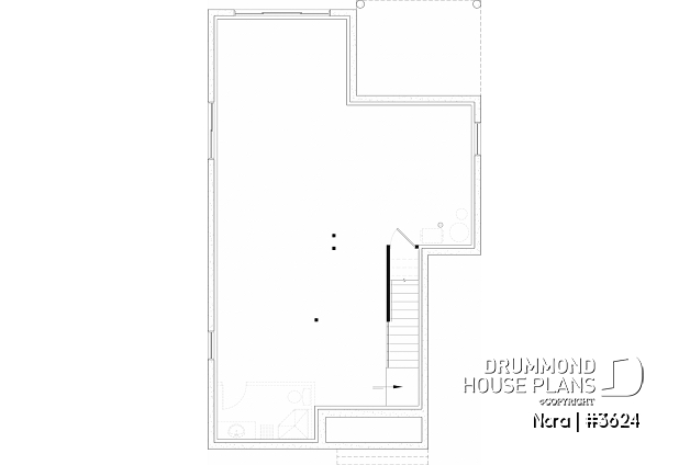 Unfinished basement - Bright Scandinavian home plan with fireplace, cathedral ceiling, and up to 7 bedrooms! - Nora