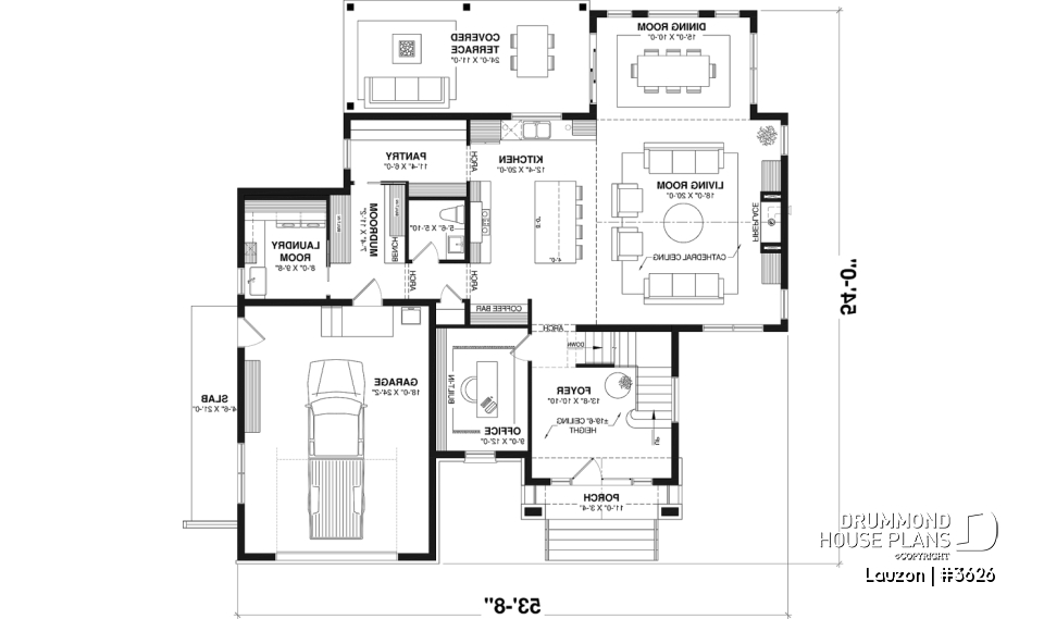 1st level - Bright family home plan with large upstairs primary suite, optional finished basement, garage &amp; covered patio - Lauzon