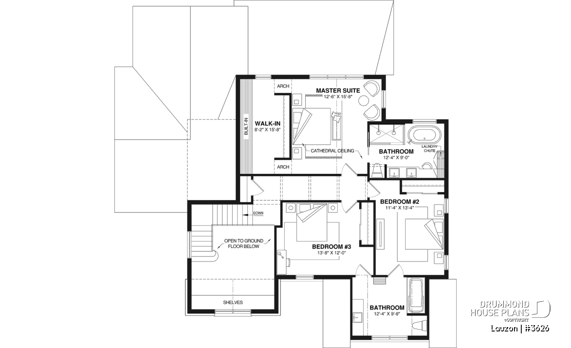2nd level - Bright family home plan with large upstairs primary suite, optional finished basement, garage &amp; covered patio - Lauzon