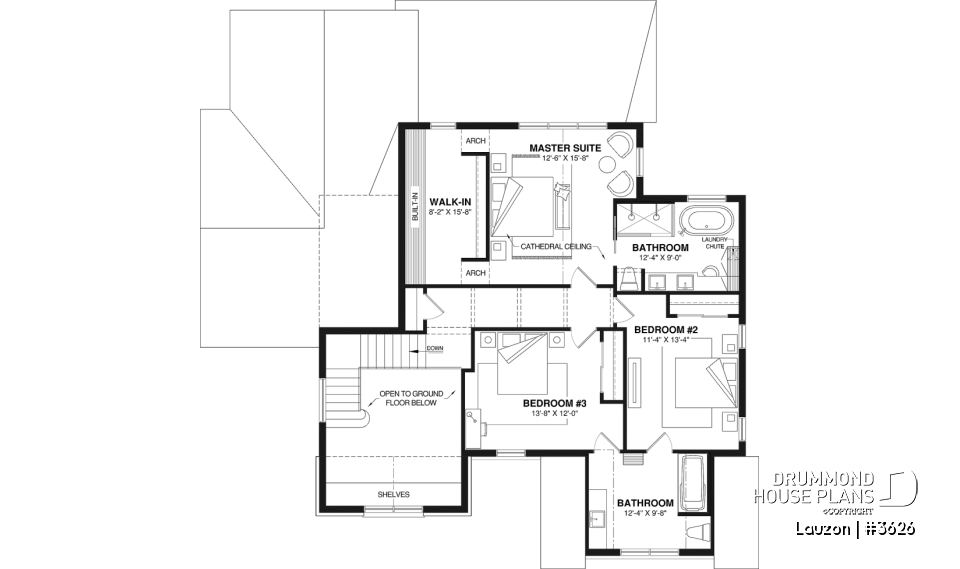2nd level - Bright family home plan with large upstairs primary suite, optional finished basement, garage &amp; covered patio - Lauzon
