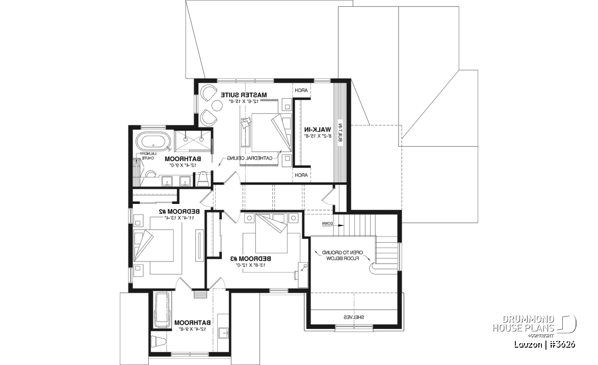 2nd level - Bright family home plan with large upstairs primary suite, optional finished basement, garage &amp; covered patio - Lauzon