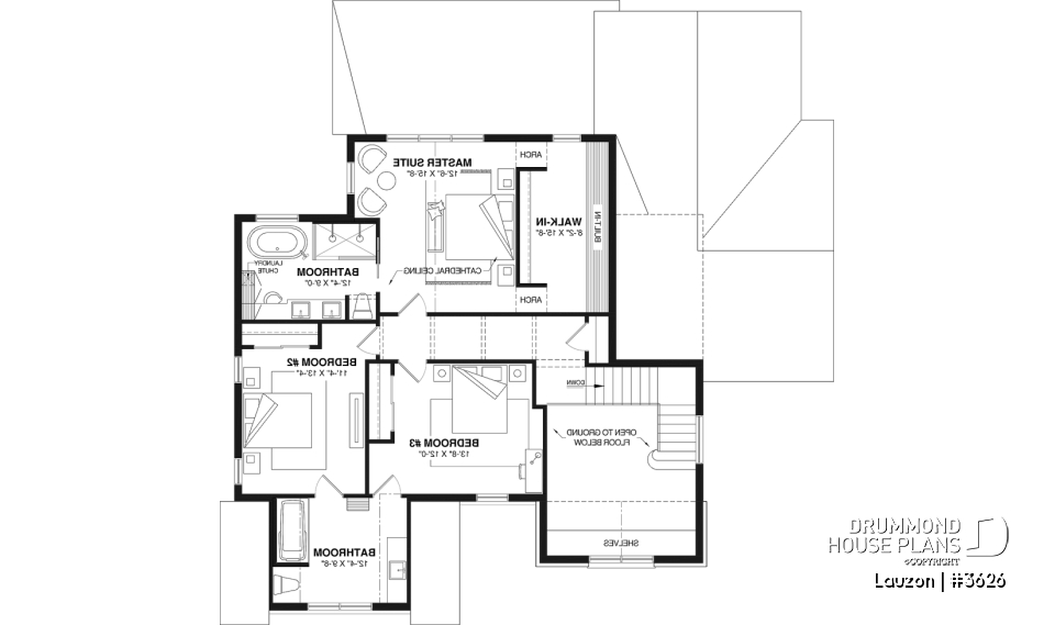 2nd level - Bright family home plan with large upstairs primary suite, optional finished basement, garage &amp; covered patio - Lauzon