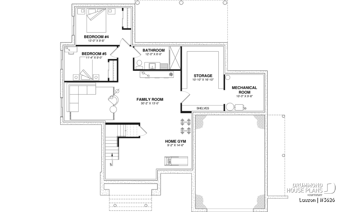 Finished basement (Optional $) - Bright family home plan with large upstairs primary suite, optional finished basement, garage &amp; covered patio - Lauzon