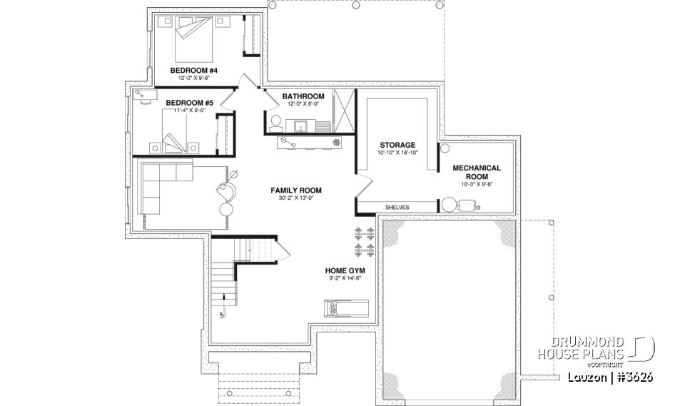 Finished basement (Optional $) - Bright family home plan with large upstairs primary suite, optional finished basement, garage &amp; covered patio - Lauzon