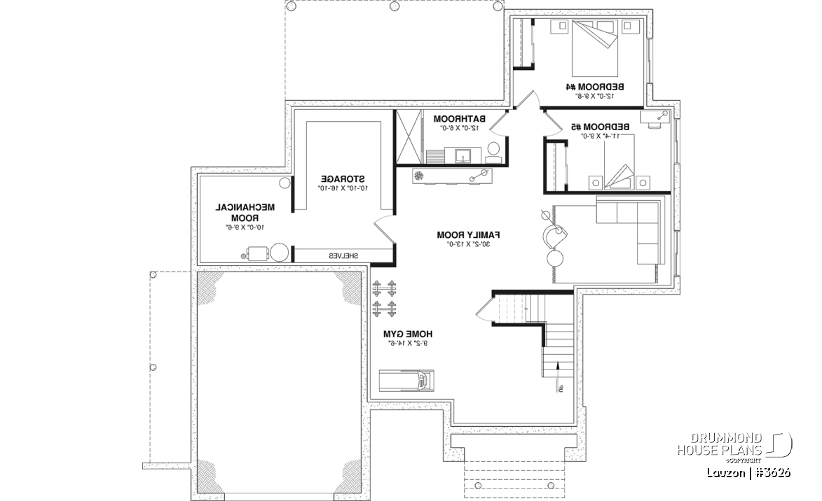 Finished basement (Optional $) - Bright family home plan with large upstairs primary suite, optional finished basement, garage &amp; covered patio - Lauzon