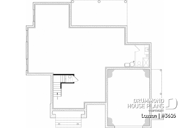 Unfinished basement of house plan 3626 Unfinished basement - Bright family home plan with large upstairs primary suite, optional finished basement, garage & covered patio - Lauzon