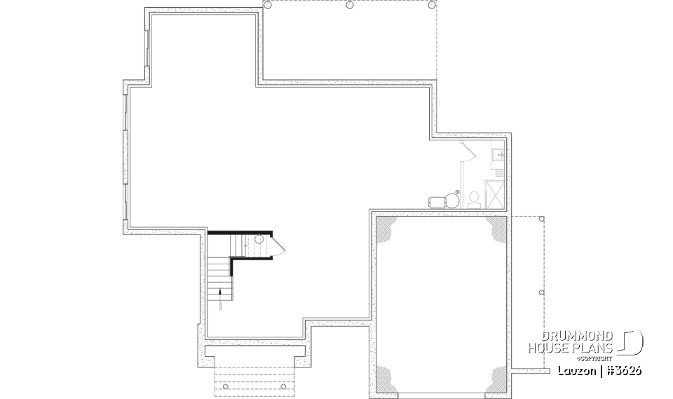 Unfinished basement - Bright family home plan with large upstairs primary suite, optional finished basement, garage &amp; covered patio - Lauzon