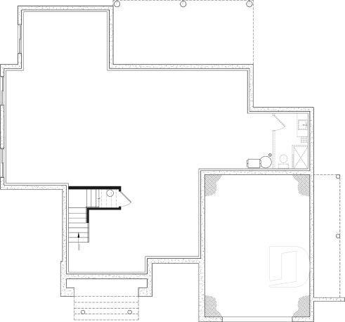 Unfinished basement - Bright family home plan with large upstairs primary suite, optional finished basement, garage & covered patio - Lauzon