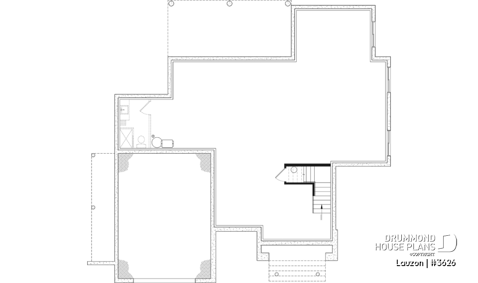 Unfinished basement - Bright family home plan with large upstairs primary suite, optional finished basement, garage &amp; covered patio - Lauzon