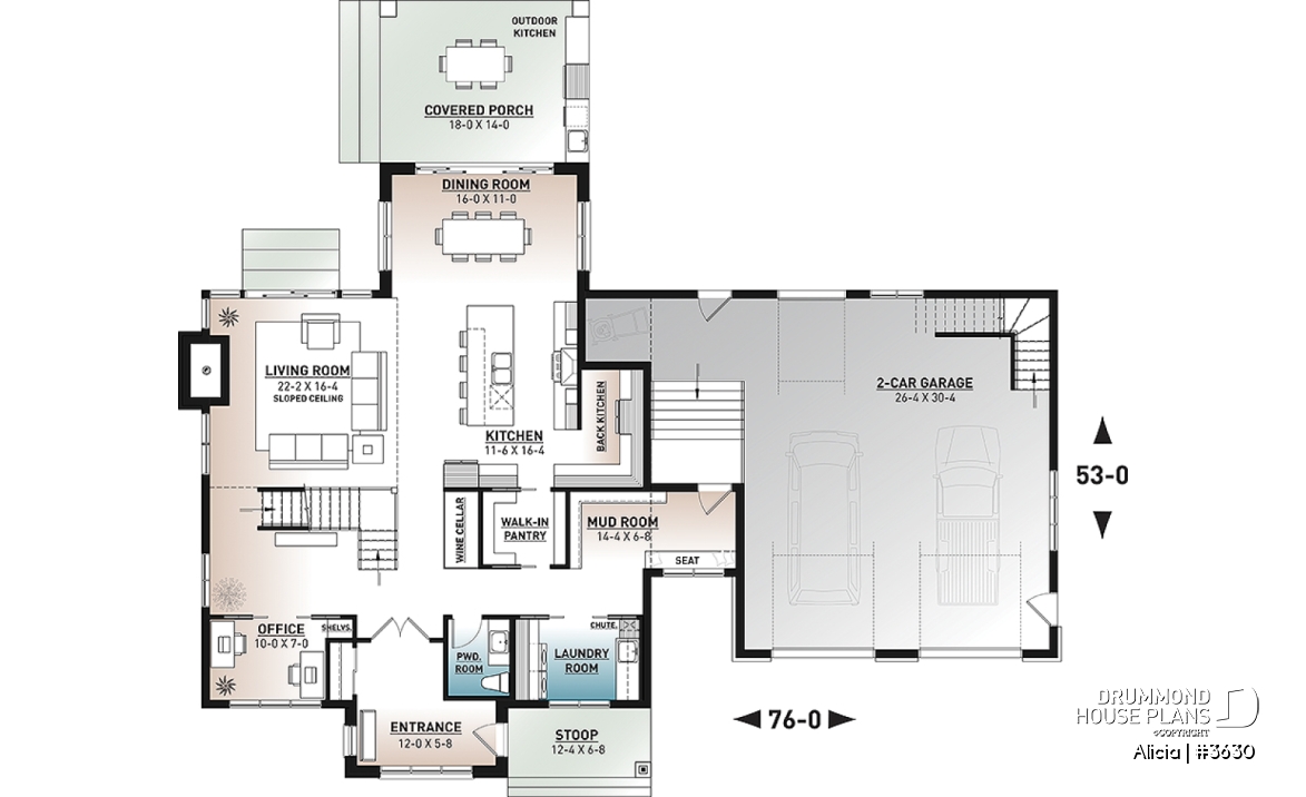 1st level - Modern Farmhouse home plan designed for Alicia Moffet, a popular Canadian singer! - Alicia