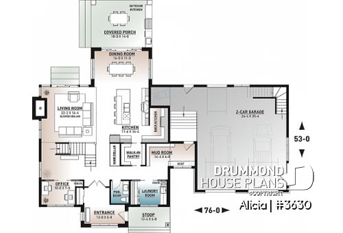 1st level - Modern Farmhouse home plan designed for Alicia Moffet, a popular Canadian singer! - Alicia