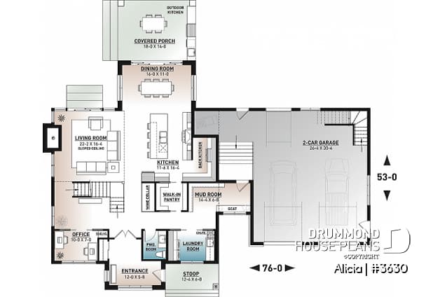 1st level - Modern Farmhouse home plan designed for Alicia Moffet, a popular Canadian singer! - Alicia