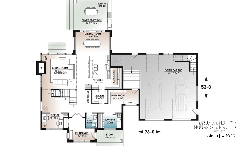 1st level - Modern Farmhouse home plan designed for Alicia Moffet, a popular Canadian singer! - Alicia