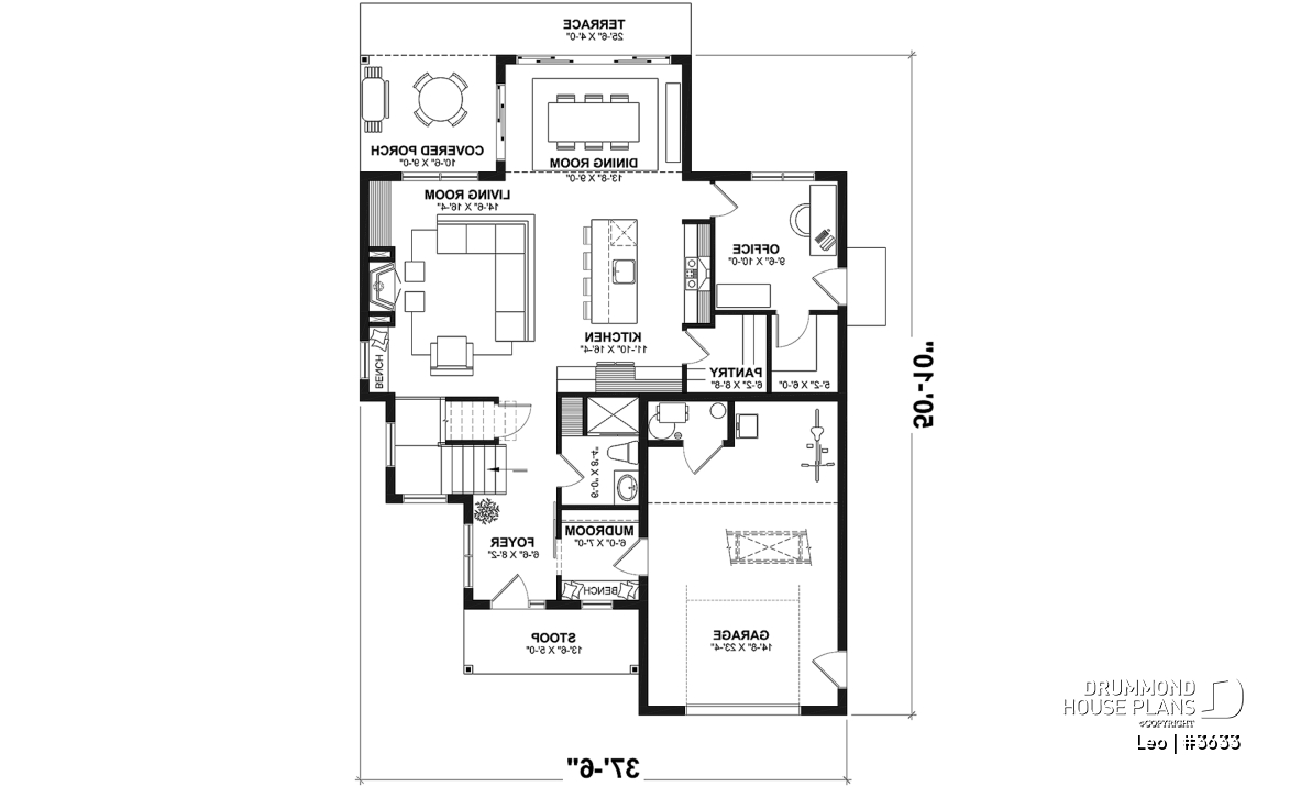 1st level - Farmhouse with 3 beds + den, 2 baths, garage, pantry in kitchen and open floor plan concept - Leo
