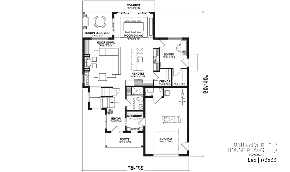 1st level - Farmhouse with 3 beds + den, 2 baths, garage, pantry in kitchen and open floor plan concept - Leo