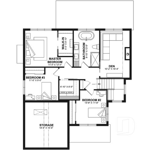 2nd level - Farmhouse with 3 beds + den, 2 baths, garage, pantry in kitchen and open floor plan concept - Leo