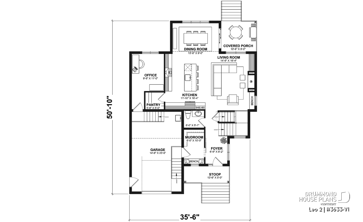 1st level - Compact 4 bedrooms Farmhouse home with separate office and garage - Leo 2