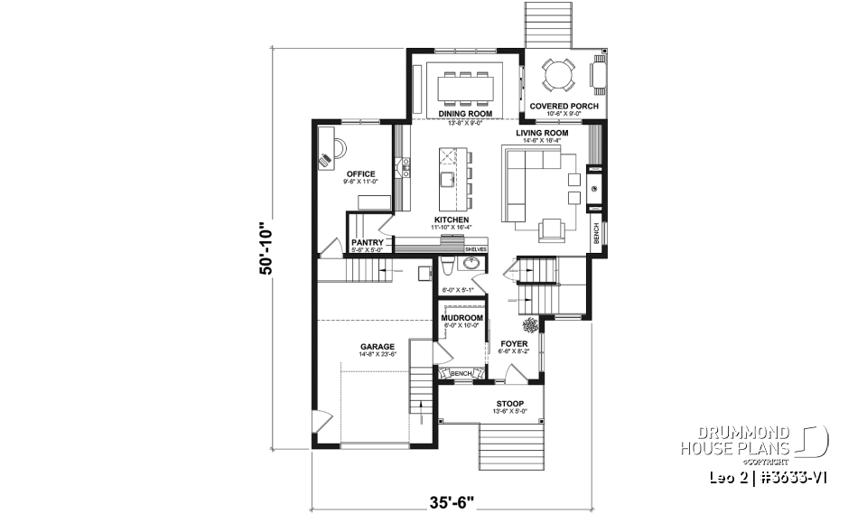 1st level - Compact 4 bedrooms Farmhouse home with separate office and garage - Leo 2