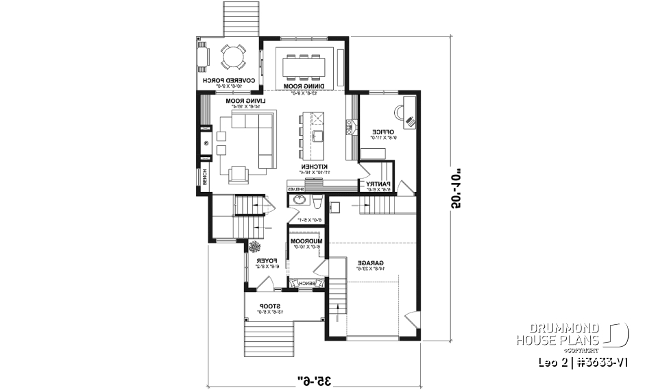 1st level - Compact 4 bedrooms Farmhouse home with separate office and garage - Leo 2