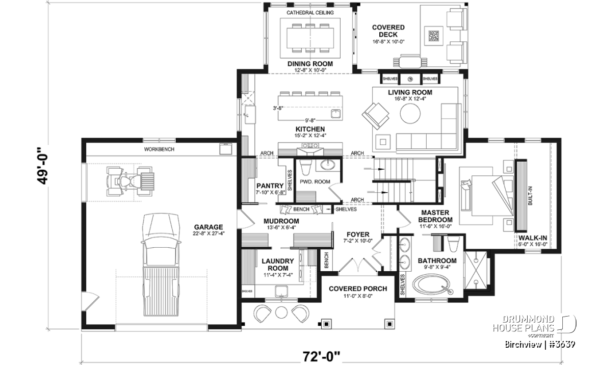 1st level (Optional $) - French Country style home plan with fabulous master suite on main floor - Birchview