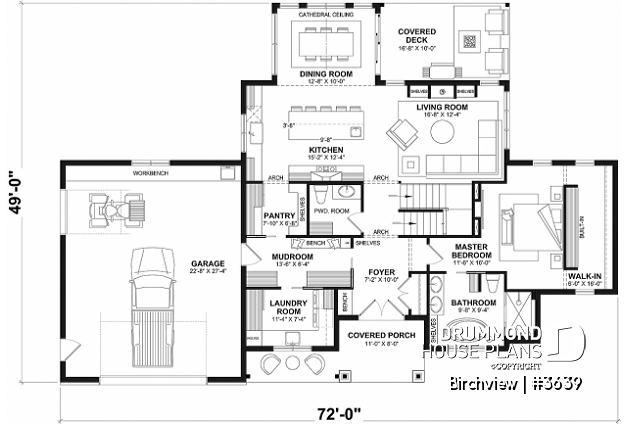 1st level (Optional $) - French Country style home plan with fabulous master suite on main floor - Birchview