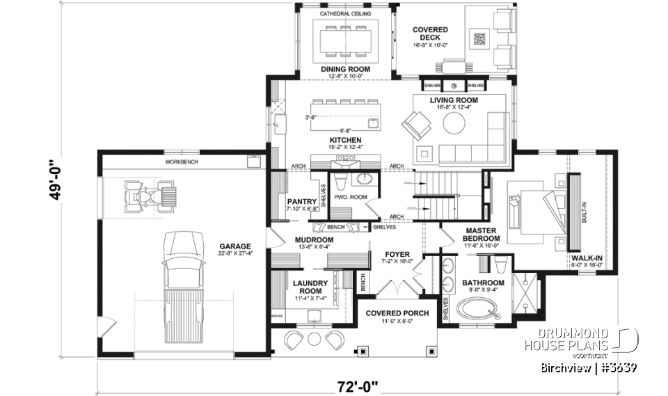 1st level (Optional $) - French Country style home plan with fabulous master suite on main floor - Birchview