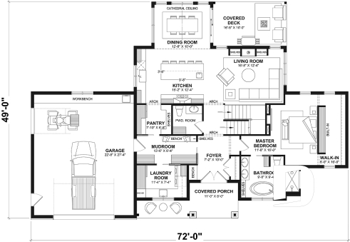 1st level (Optional $) - French Country style home plan with fabulous master suite on main floor - Birchview