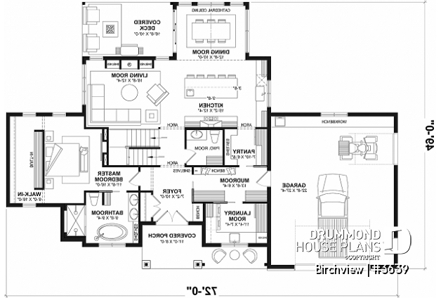 1st level (Optional $) - French Country style home plan with fabulous master suite on main floor - Birchview