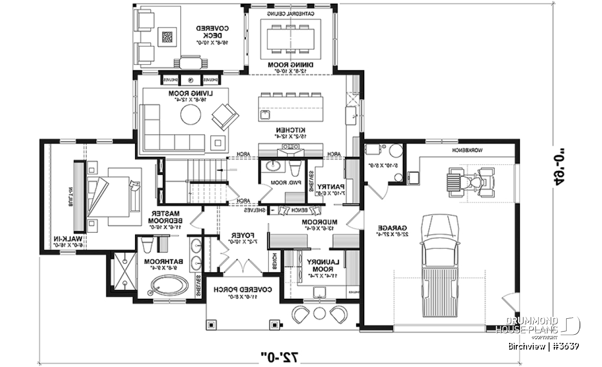 1st level - French Country style home plan with fabulous master suite on main floor - Birchview