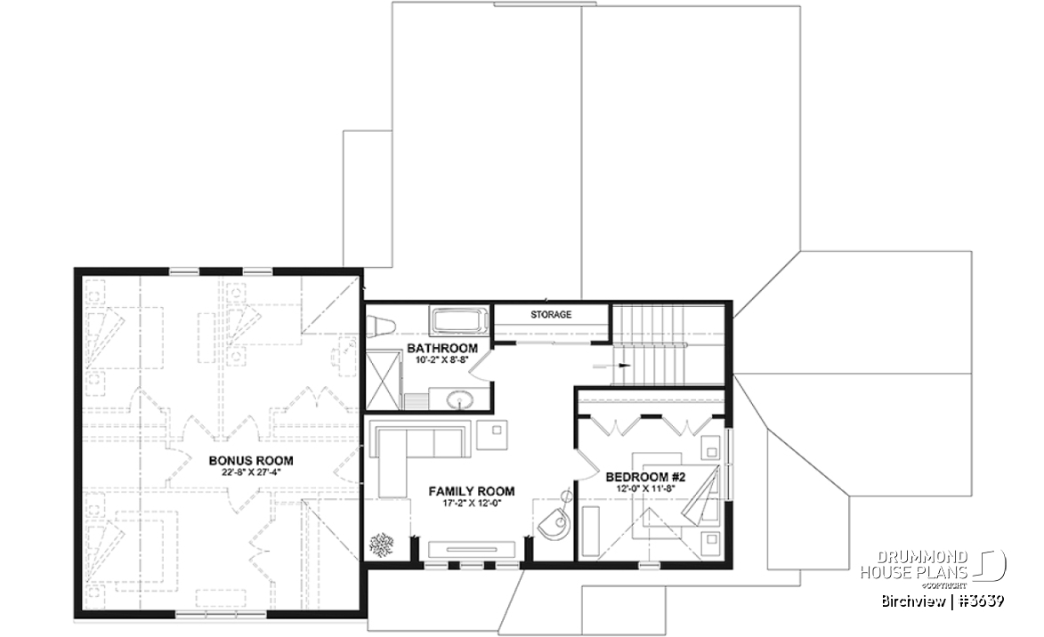 2nd level - French Country style home plan with fabulous master suite on main floor - Birchview