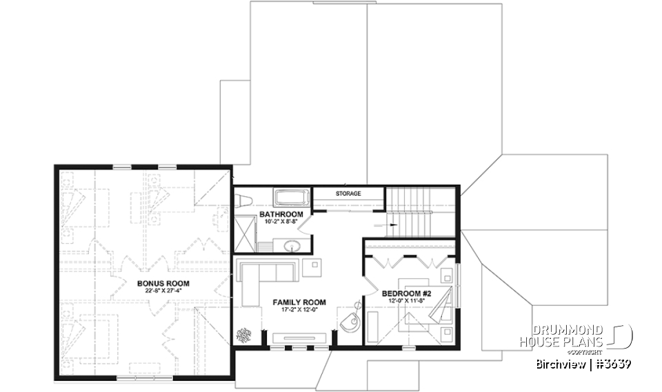 2nd level - French Country style home plan with fabulous master suite on main floor - Birchview