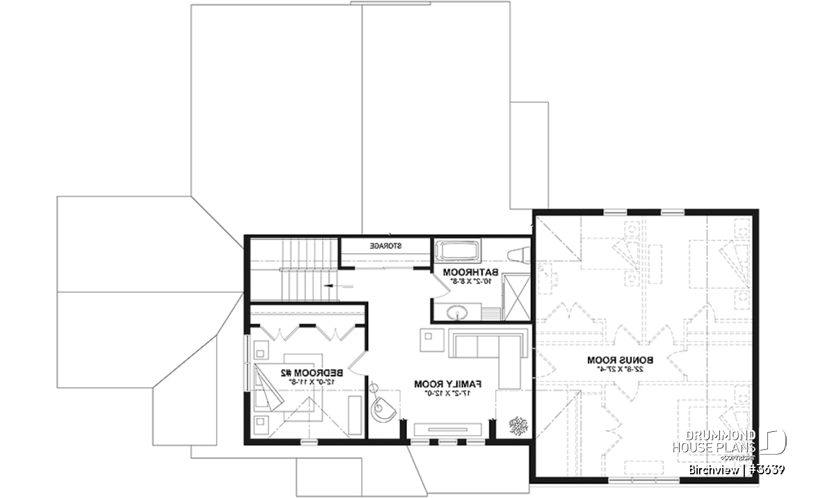 2nd level - French Country style home plan with fabulous master suite on main floor - Birchview